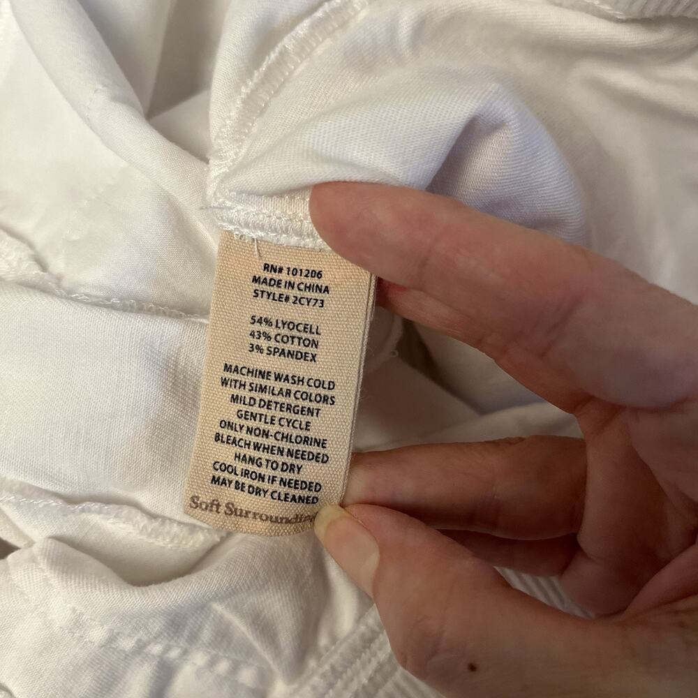 Soft Surroundings Medina Pants Medium Elastic Waist Roll Tab Ankle White Utility - Picture 12 of 13